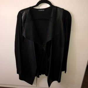 Black Zara Cardigan with Synthetic Leather Detail